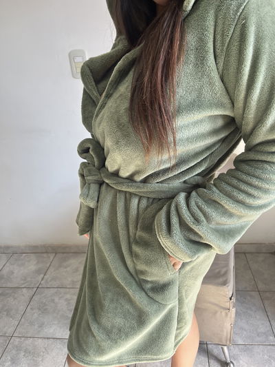 Bata polar Soft con capucha militar  