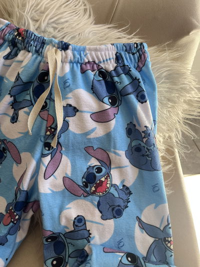 Pantalón pijama plush Stitch celeste 