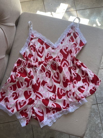 Pijama morley rojo corazones