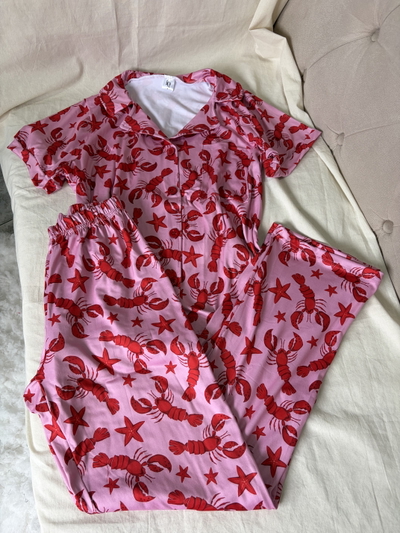 Pijama camisero rosa langostinos 