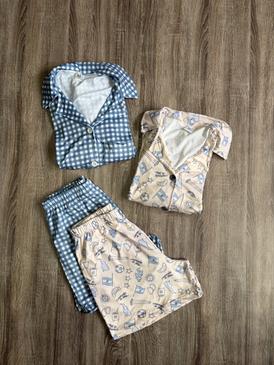 Camisero cuadrille celeste  