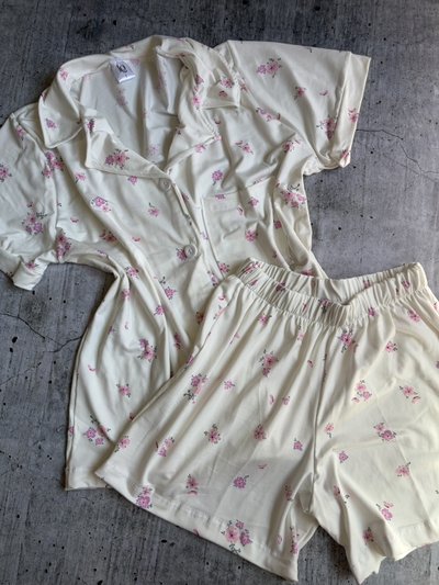 Camisero modal soft blanco florcitas