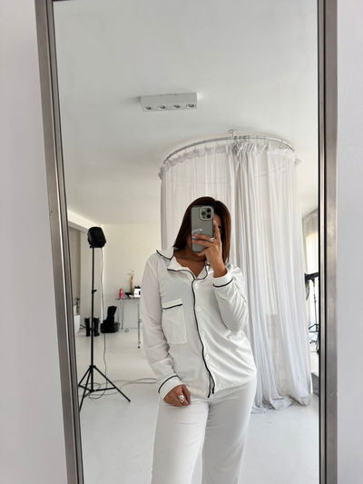 Pijama camisero blanco