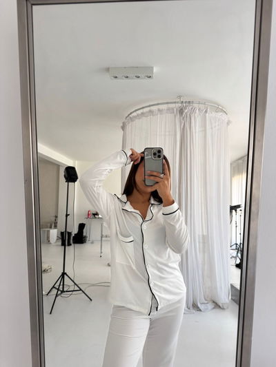 Pijama camisero blanco