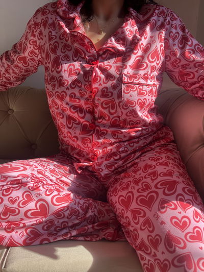 Pijama camisero corazones 