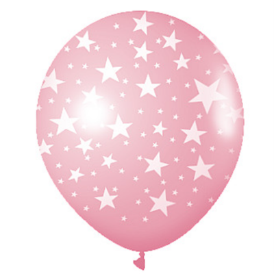 Globo Rosa Estrella Blanco 12"