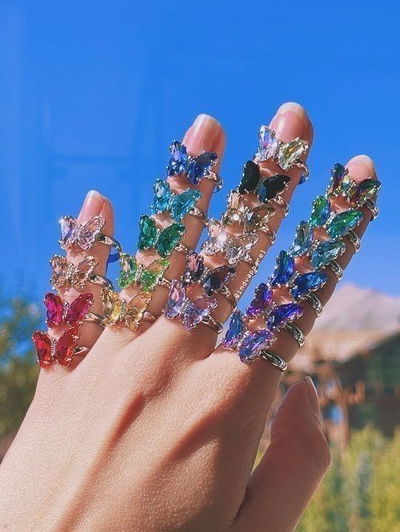 Anillos de mariposa regulable de acero quirúrgico 3 unidades 