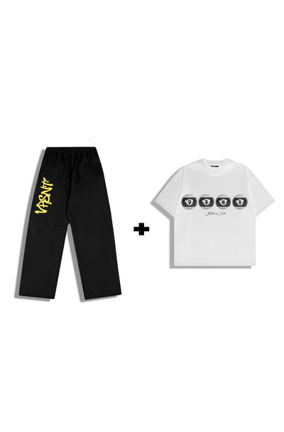 Combo Jogging "FLAME CMNTY" negro + remera gratis