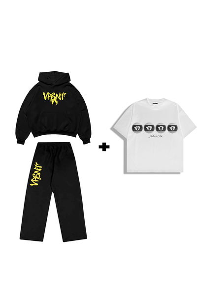 Combo Tracksuit "Flame cmnty" negro + remera gratis 