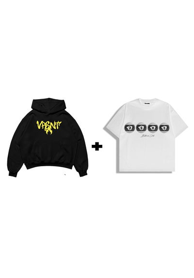 Combo hoodie "FLAME CMNTY" negro + remera gratis