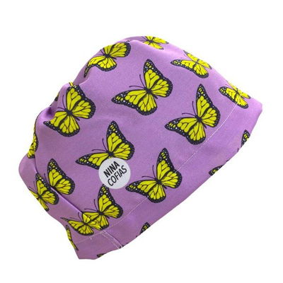 Cofia Nina 979 Mariposas Fondo Violeta.