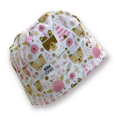 Cofia Nina 758 Animalitos Boho rosa.