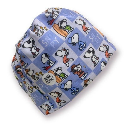 Cofia Nina 734 Snoopy Cuadrados Celeste.
