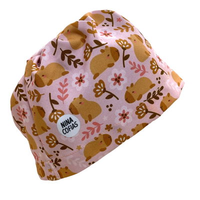 Cofia Nina 1248 Capibaras fondo rosa