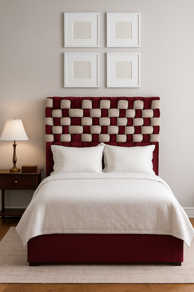 Respaldo de cama TRENZADO bordo y gris 1 plaza (80 CM)