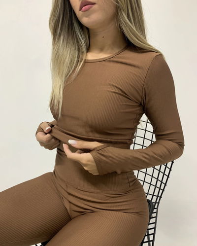 Reme Crop Mga Larga Choco