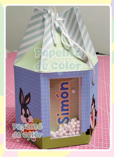 Caja Hexagonal Frunce con Shaker 79