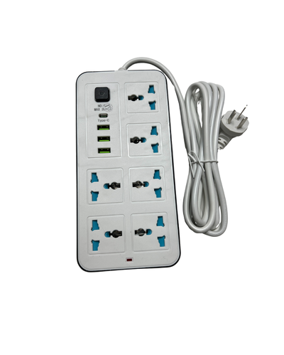 Zapatilla Prolongador 6 Tomas 3 Usb 1 Tipo C Boton 2 Mts.