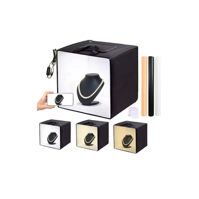 Caja De Luz 40cm Led Plegable Usb 3 Modos Luz 3 Fondos Foto