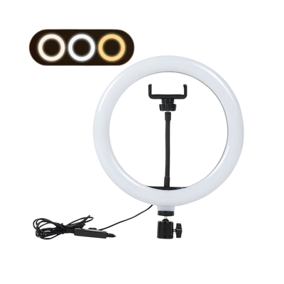 Aro De Luz Led 26 Cm Usb 3 Modos Soporte Celular Rotula 1/4 