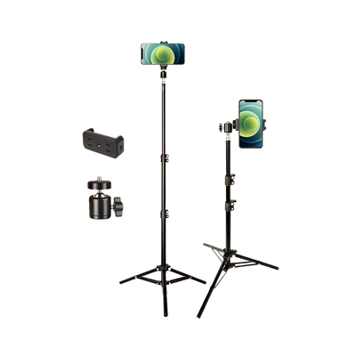 Trípode 2.10m Celular + Rótula 360° + Soporte Adaptador