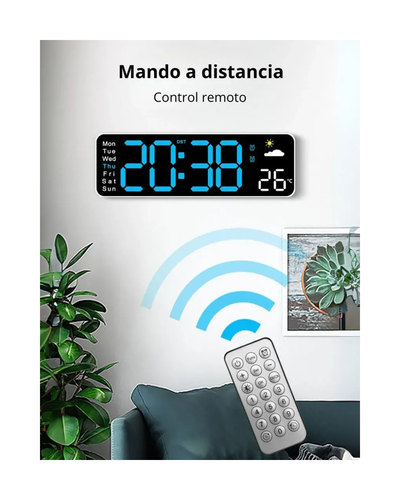 Reloj Digital De Pared Led Temperatura Humedad Control