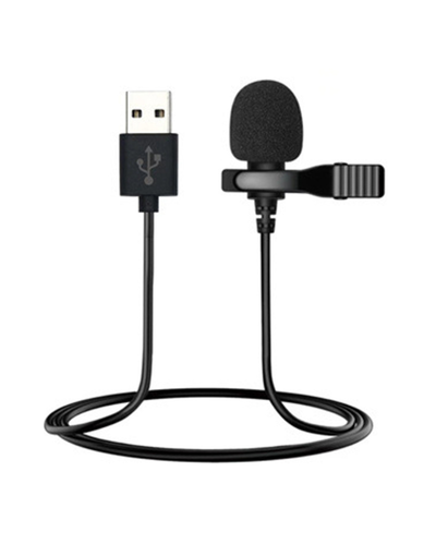 Micrófono Corbatero Solapa Ficha Usb Con Clip Y Cable Largo