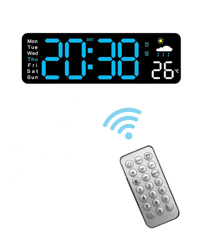 Reloj Digital De Pared Led Temperatura Humedad Control