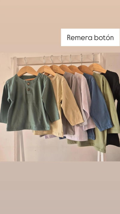 Remera ml lisa botón bebe premium