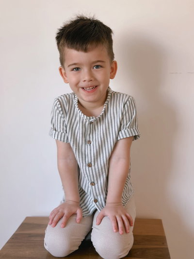 Camisola lino rayada