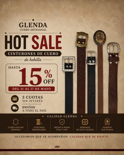 Cintos de cuero con pase de 4cm 15%OFF