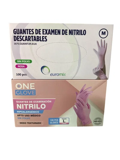 GUANTES NITRILO - ROSA
