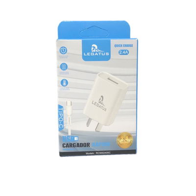 CARGADOR LEGATUS 2.4A + CABLE USB-C