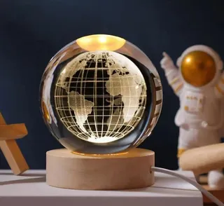 LÁMPARA ESFERA DE CRISTAL LED GLOBO TERRÁQUEO – 6 CM