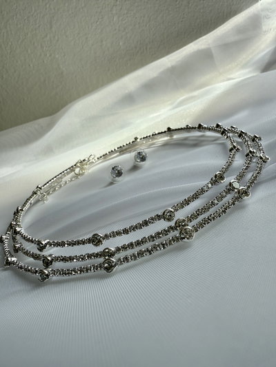 Gargantilla triple strass fantasía 