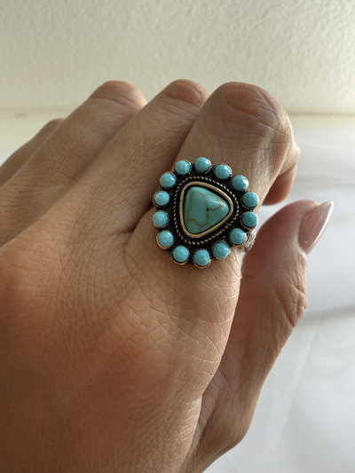 Anillo triángulo turquesa 