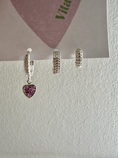 Set aros pink heart