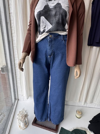 Wide Leg azul rígido 