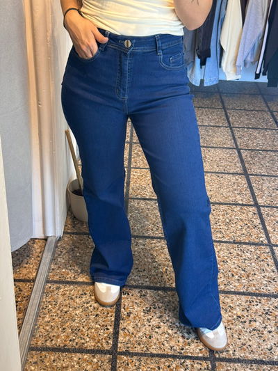 Wide leg elastizado LV azul stone