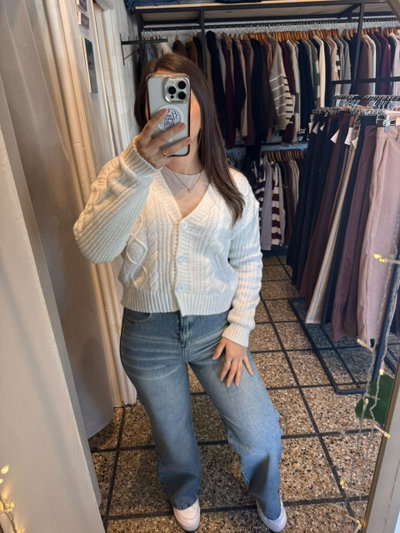 Cardigan Basic de lana frizz