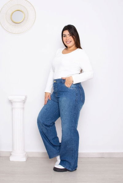 Wide leg azul localizado