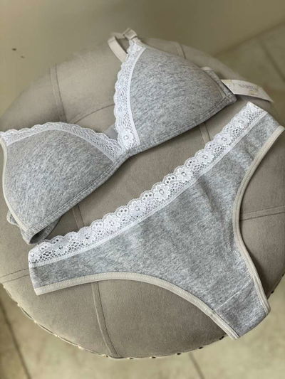 conjunto soft de algodon con puntilla