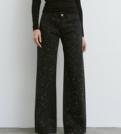 Jeans wide rigido shine 