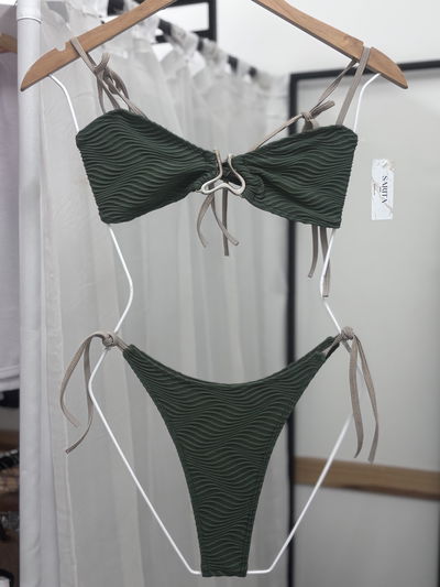 Marlén-bikini strapless con tiras para atar