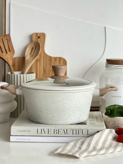 Cacerola 24cm Beige Granito Forjado