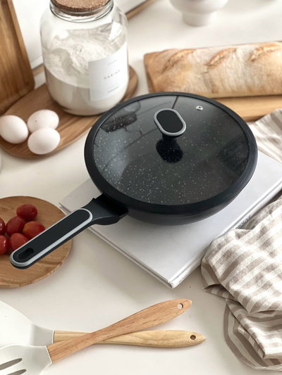 Wok Carol Granito Negro C/tapa 26Cm.