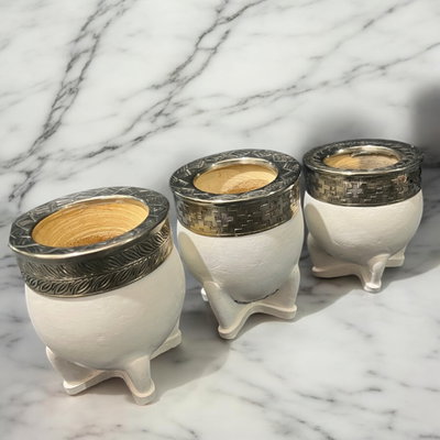 Mate imperial Premium virola cincelada  BLANCO