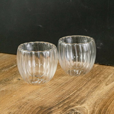 Set x2 Vaso Doble Vidrio Rayado 150 ml Hudson