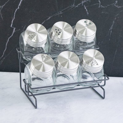 Set x6 Especieros Vidrio Con Soporte