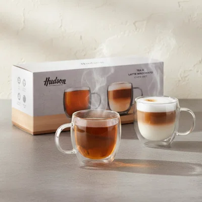 Set x2 Taza Doble Vidrio 150 ml Hudson